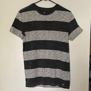 American Eagle Outfitters Black and Gray Striped Tee